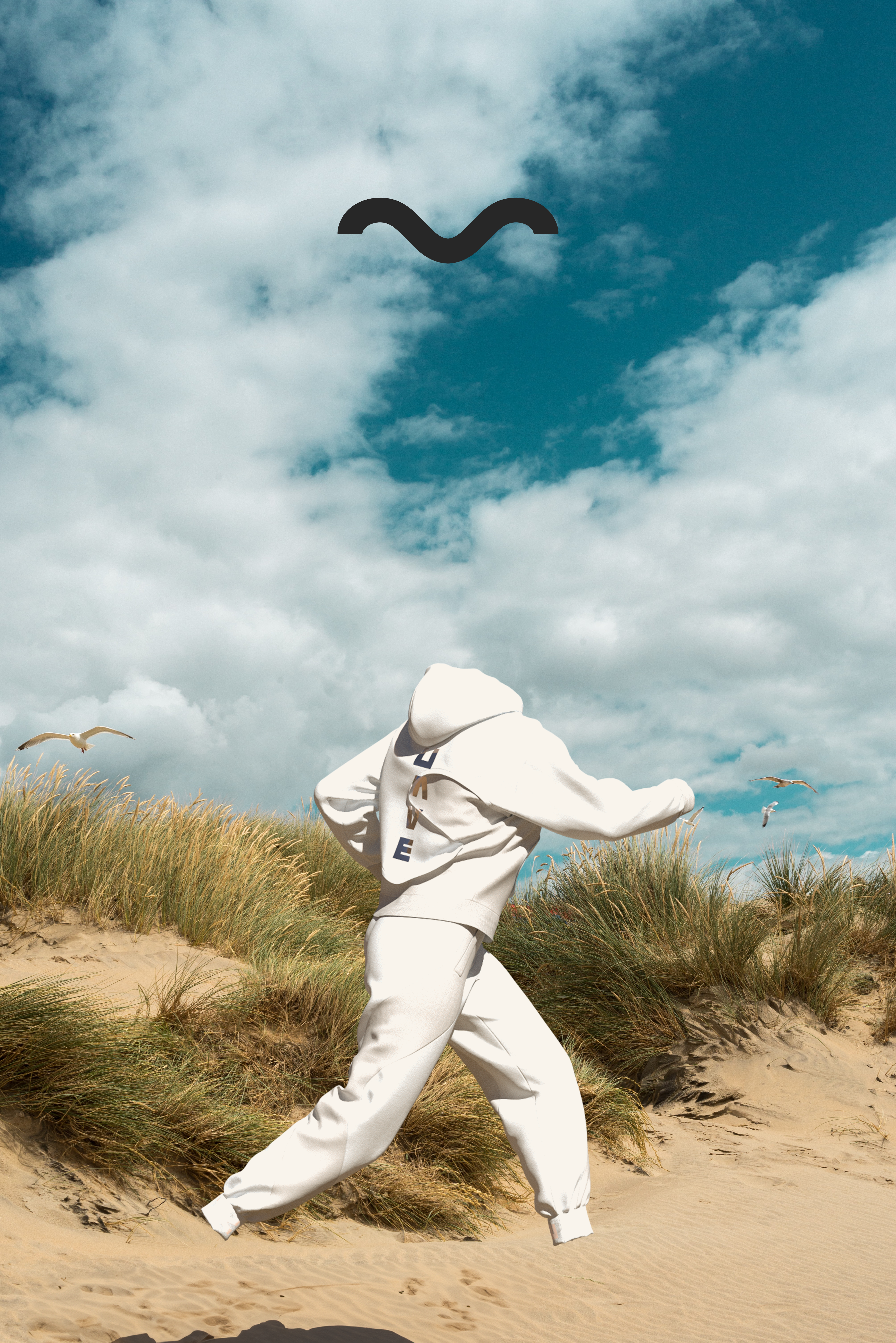 Muave white set on dunes — cinematic